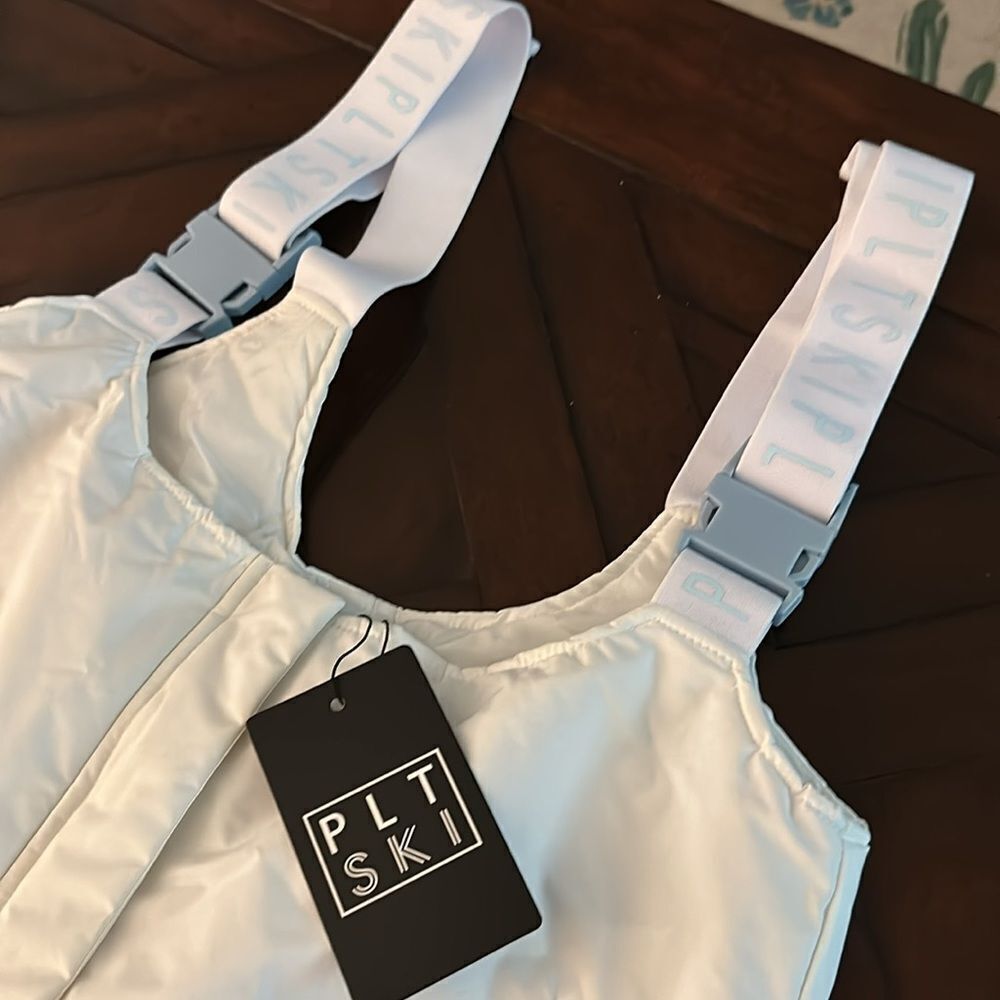 NWT PRETTYLITTLETHING SKI PASTEL BLUE TAPE WHITE OVERALL - Picture 7 of 8